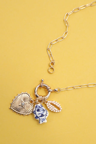 PORCELAIN TOILE FISH PUKA MULTI CHARM NECKLACE | 80N91647