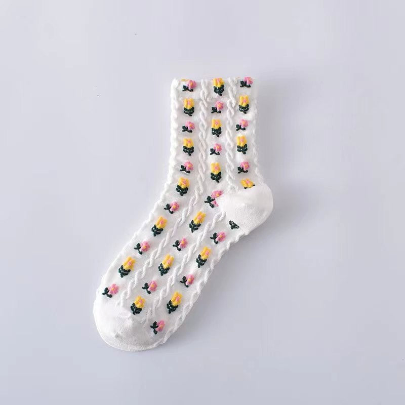 FLORAL MID CALF LENGTH SOCKS | 40S02063