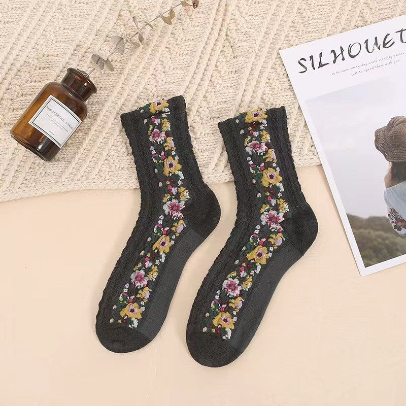 FLORAL KNIT VINTAGE CASUAL SOCKS | 40S02064