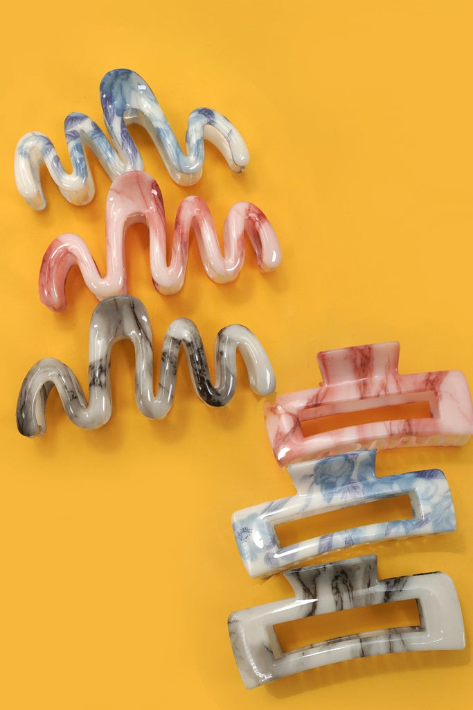 LARGE COLORFUL WAIVY RECTANGLE HAIR CLAW CLIPS | 40H918