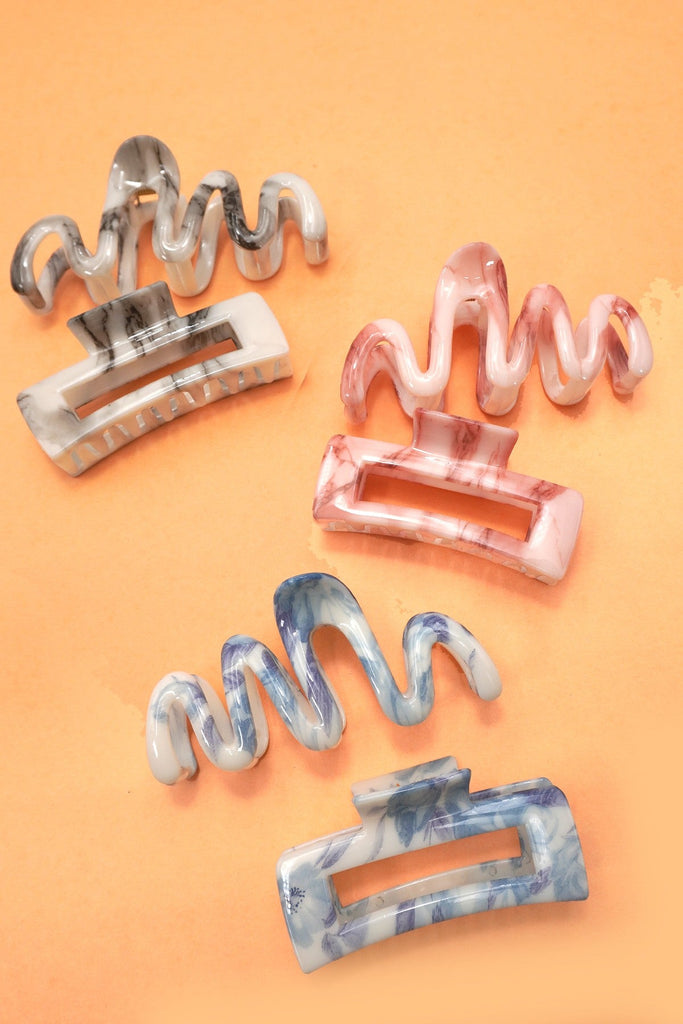LARGE COLORFUL WAIVY RECTANGLE HAIR CLAW CLIPS | 40H918