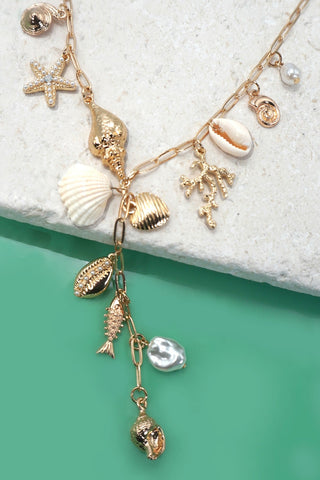 SEA LIFE CHARM FISH PUKA SEASHELL Y NECKLACE | 80N91679
