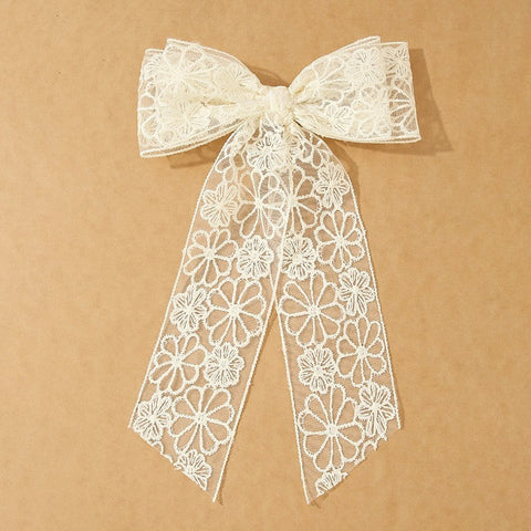 PRETTY ORGANZA FLORAL LACE BOW RIBBON HAIR CLIPS | 40H923