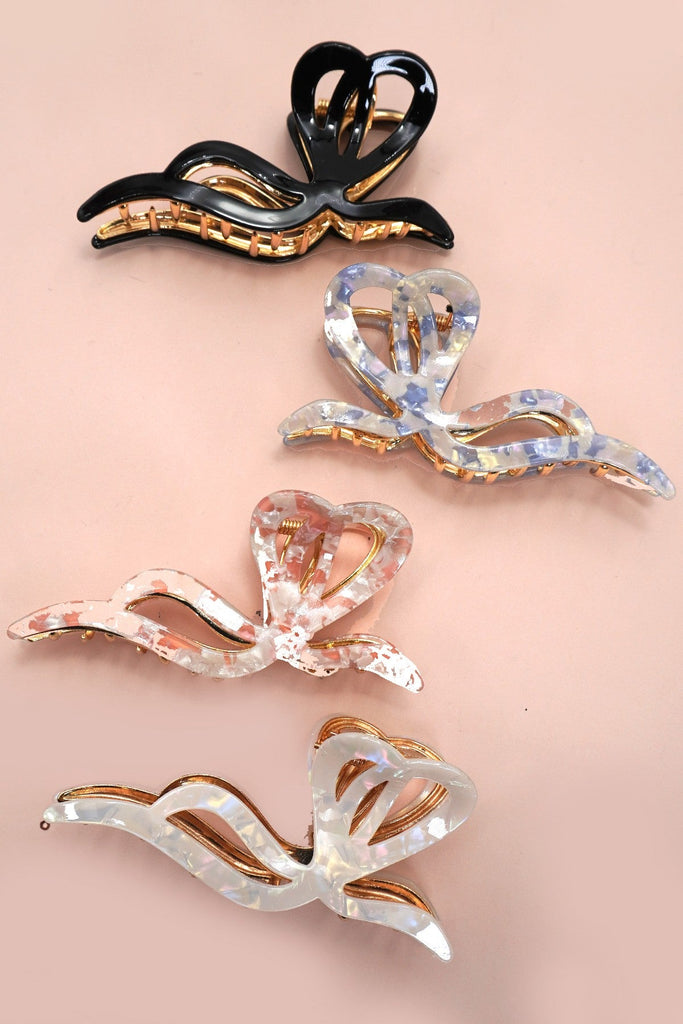 PREMIUM PVC TOILE PATTERN BOW HAIR CLAW CLIPS | 40H928