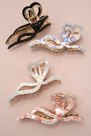 PREMIUM PVC TOILE PATTERN BOW HAIR CLAW CLIPS | 40H928