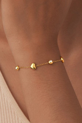 18K STAINLESS STEEL TARNISH FREE HEART BRACELET | 40B5143