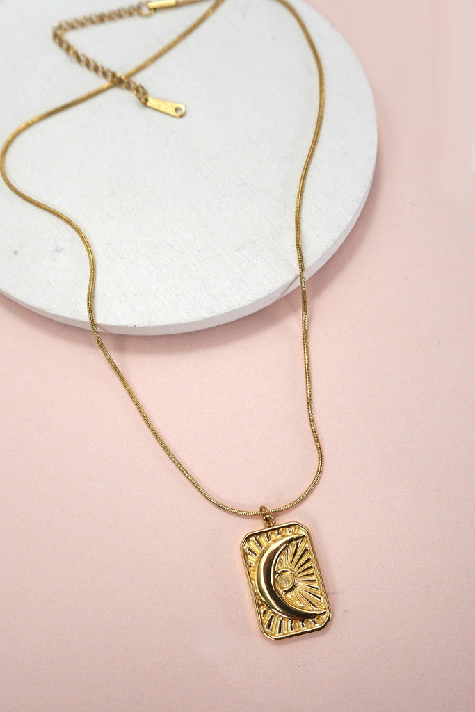 18K STAINLESS STEEL TARNISH FREE MOON NECKLACE | 40NK9446