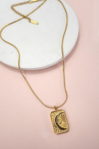 18K STAINLESS STEEL TARNISH FREE MOON NECKLACE | 40NK9446