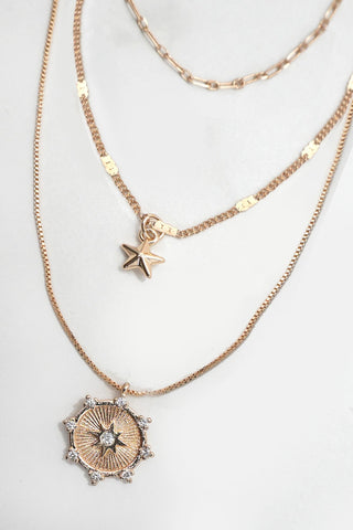 MULTI LAYER SET STARBURST PENDANT NECKLACE | 25N982
