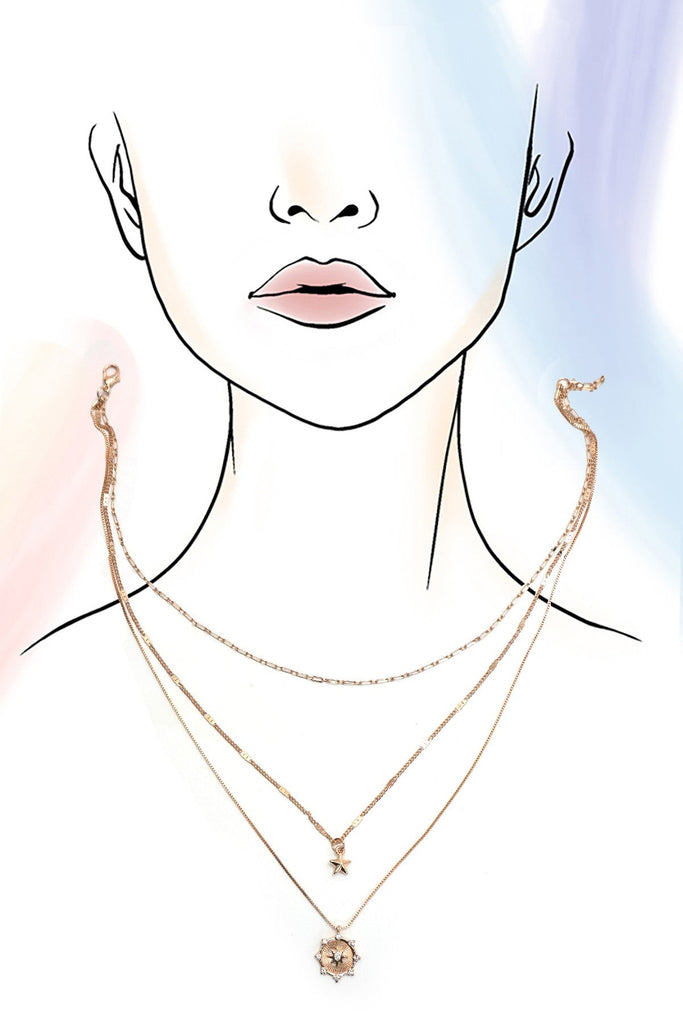 MULTI LAYER SET STARBURST PENDANT NECKLACE | 25N982