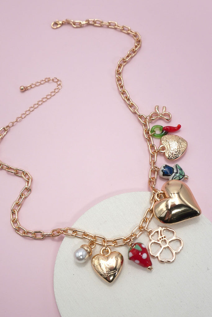 CHARM NECKLACE-PORCELAIN HEART STRAWBERRY | 80N91699