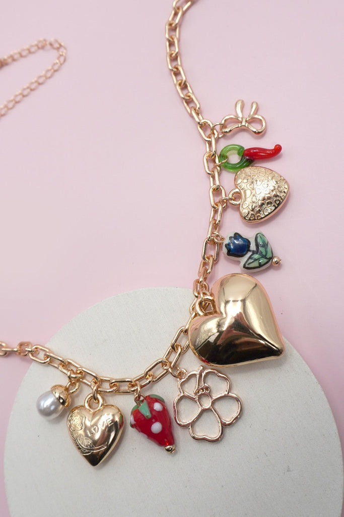 CHARM NECKLACE-PORCELAIN HEART STRAWBERRY | 80N91699