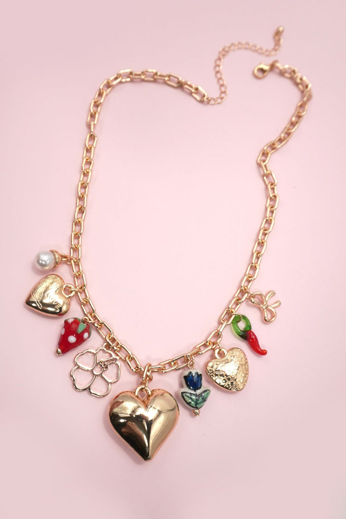 CHARM NECKLACE-PORCELAIN HEART STRAWBERRY | 80N91699