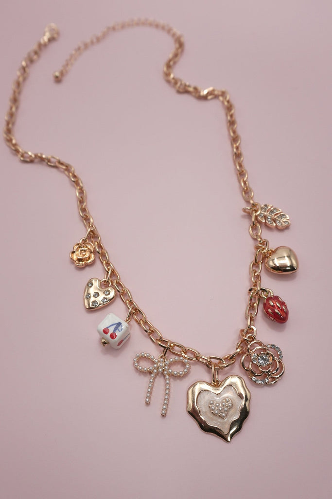 CHARM NECKLACE-CHERRY BOW STRAWBERRY FLOWER HEART | 80N91687