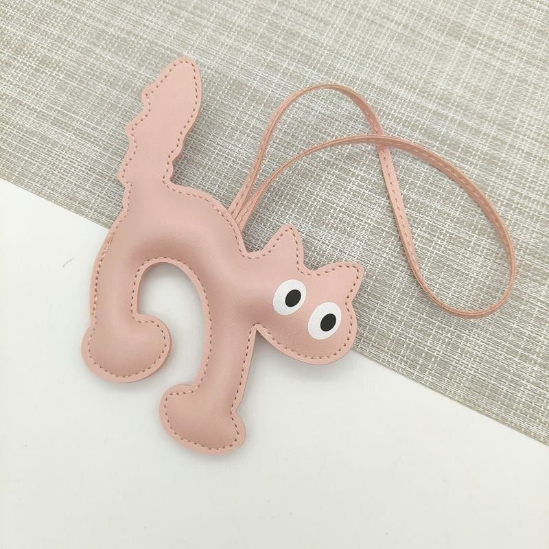 VEGAN LEATHER CAT BAG CHARM KEYCHAIN | 40KC155