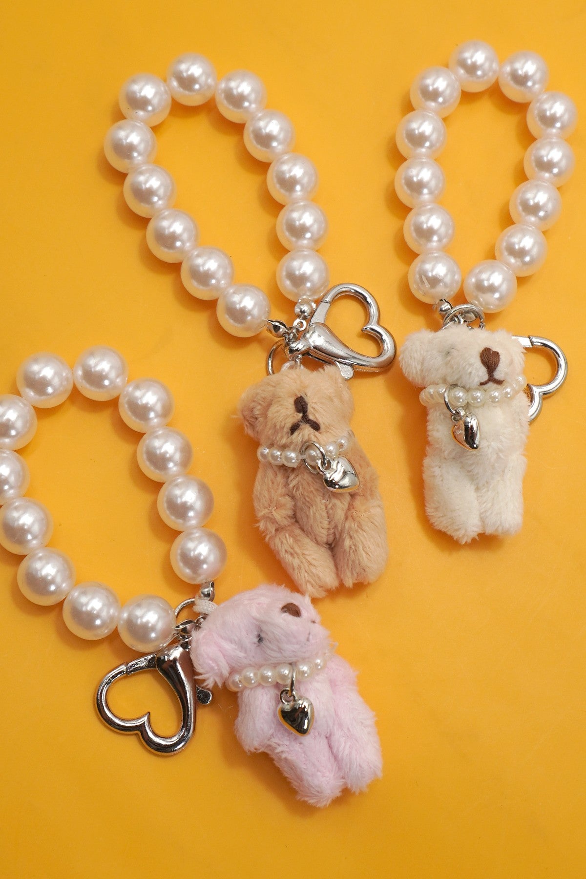 PEARL HEART BEAR PEARL BAG CHARM KEYCHAINS | 40KC154 - Near & Dear