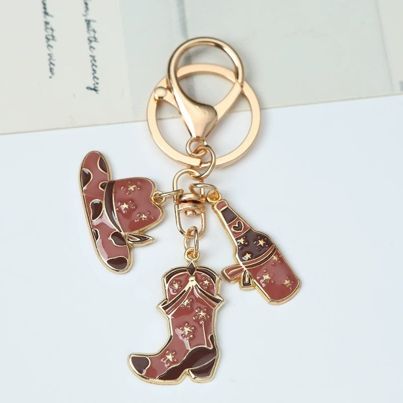 WESTERN BOOT HAT WINE BAG CHARM KEYCHAIN | 40KC156