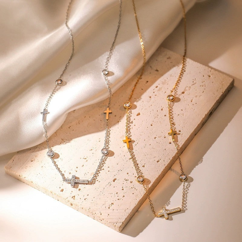 18K STAINLESS STEEL TARNISH FREE CROSS NECKLACE | 40NK9453