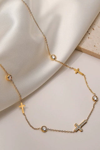 18K STAINLESS STEEL TARNISH FREE CROSS NECKLACE | 40NK9453