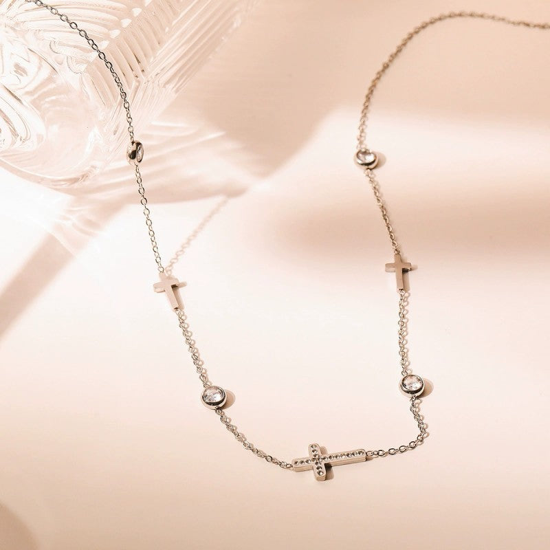 18K STAINLESS STEEL TARNISH FREE CROSS NECKLACE | 40NK9453