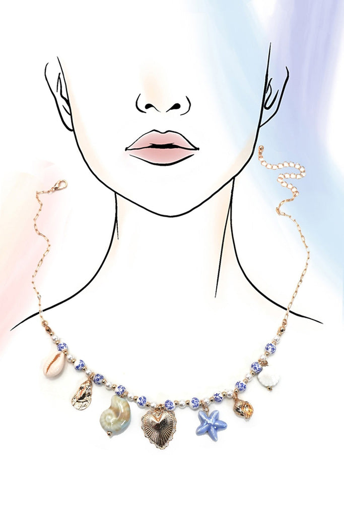 CHARM CERAMIC PORCELAIN NECKLACE-HEART SEA LIFE | 80N91706