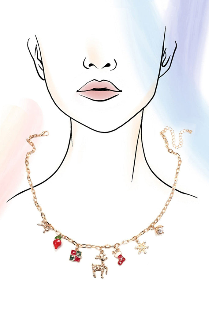 CHARM NECKLACE-RUDOLPH CHRISTMAS GIFT SOCKS BOW | 80N91715