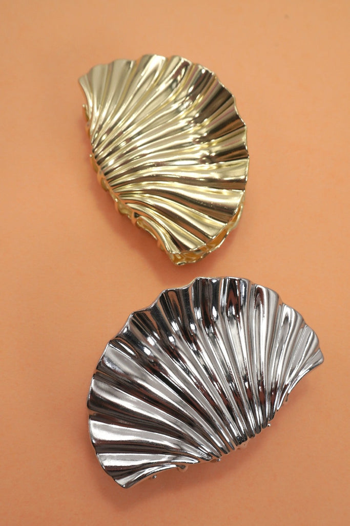SEASHELL  GOLD SILVER ALLOY HAIR CLAW HAIR CLIP | 40H934