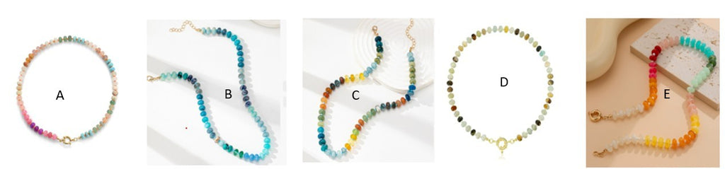 NATURAL STONE CHARM  SPRING CLASP BEADED NECKLACE | 40NK9467