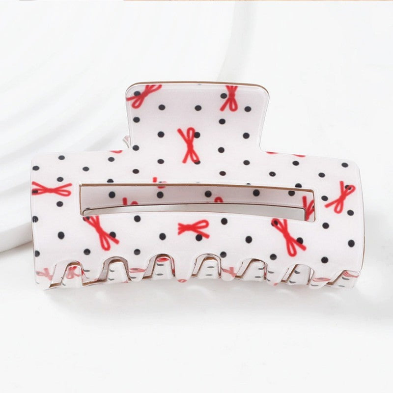 JUMBO  BOW HEART RECTANGLE HAIR CLAW CLIPS | 40H935