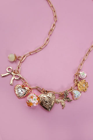 CHARM NECKLACE-HEART LOCKET BUTTERFLY BOW FLOWER | 80N91736