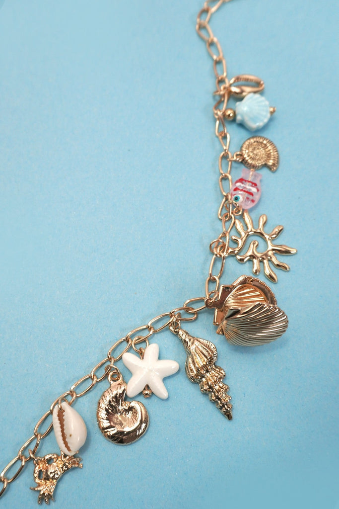 CHARM NECKLACE-SEASHELL LOCKET PUKA FISH SEA LIFE | 80N91727
