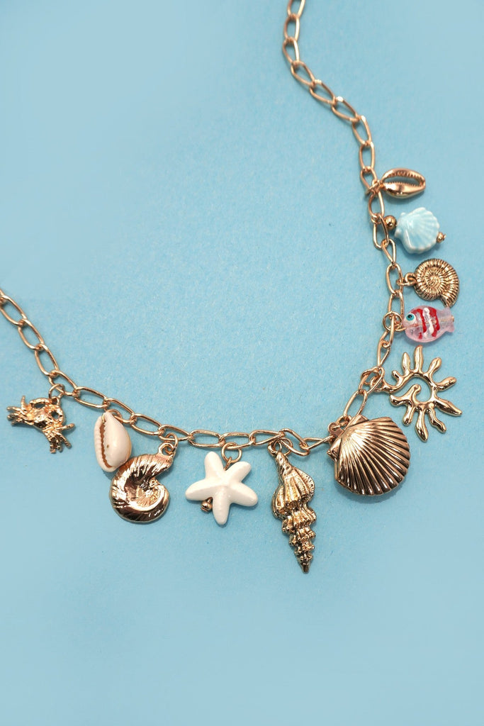 CHARM NECKLACE-SEASHELL LOCKET PUKA FISH SEA LIFE | 80N91727