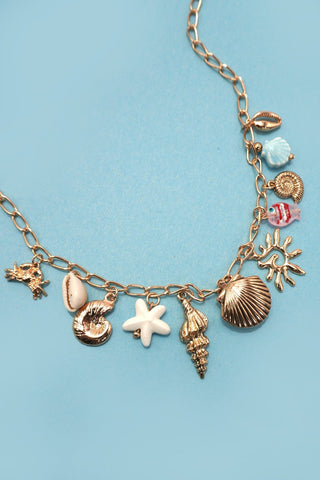 CHARM NECKLACE-SEASHELL LOCKET PUKA FISH SEA LIFE | 80N91727