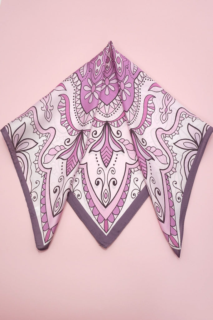 TRADITIONAL AZTEC PRINT SILKY FEEL BANDANA SCARF | 40SC642