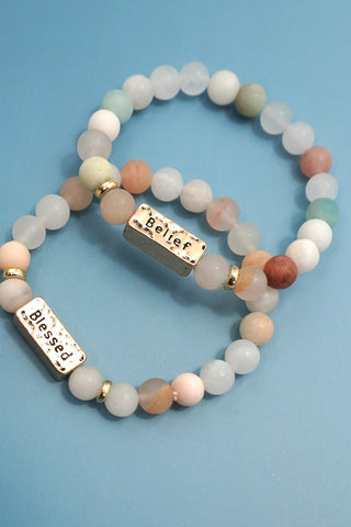 NATURAL STONE BELIEF BLESSED PERSONALIZED BRACELET | 40B5161
