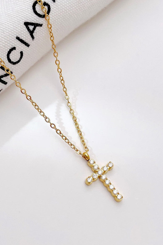18K STAINLESS STEEL TARNISH FREE CROSS NECKLACE | 40NK9482