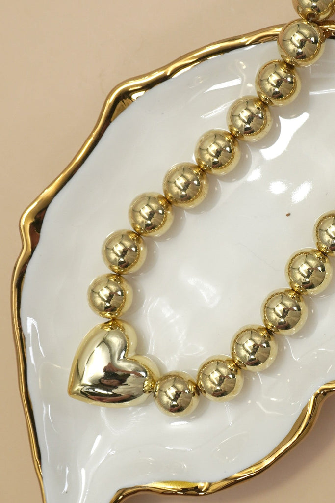 PUFFY HEART BALL CHAIN NECKLACE | 40NK9484