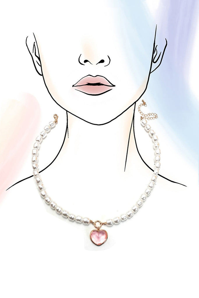 HEART PENDANT PEARL CHAIN NECKLACE | 80N91743