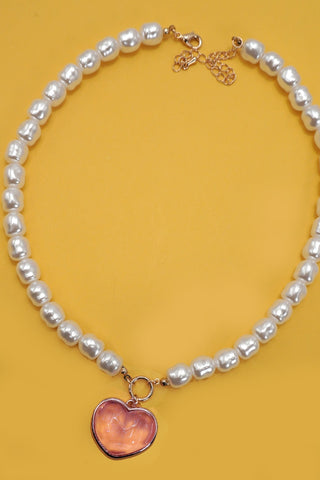 HEART PENDANT PEARL CHAIN NECKLACE | 80N91743