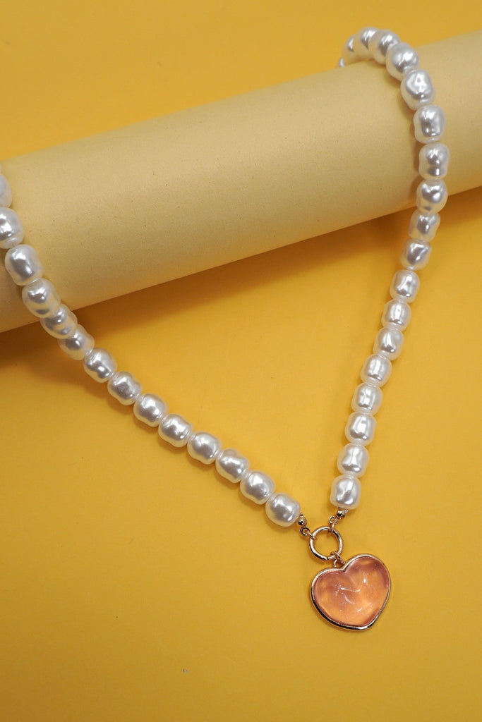 HEART PENDANT PEARL CHAIN NECKLACE | 80N91743