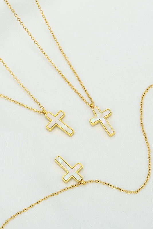 18K STAINLESS STEEL TARNISH FREE CROSS NECKLACE | 40NK9485