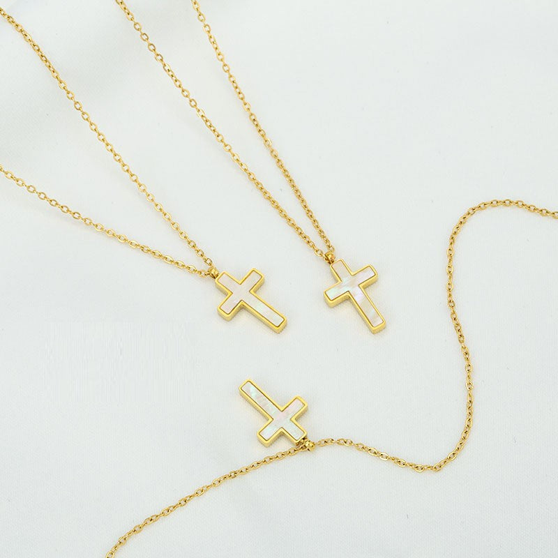 18K STAINLESS STEEL TARNISH FREE CROSS NECKLACE | 40NK9485
