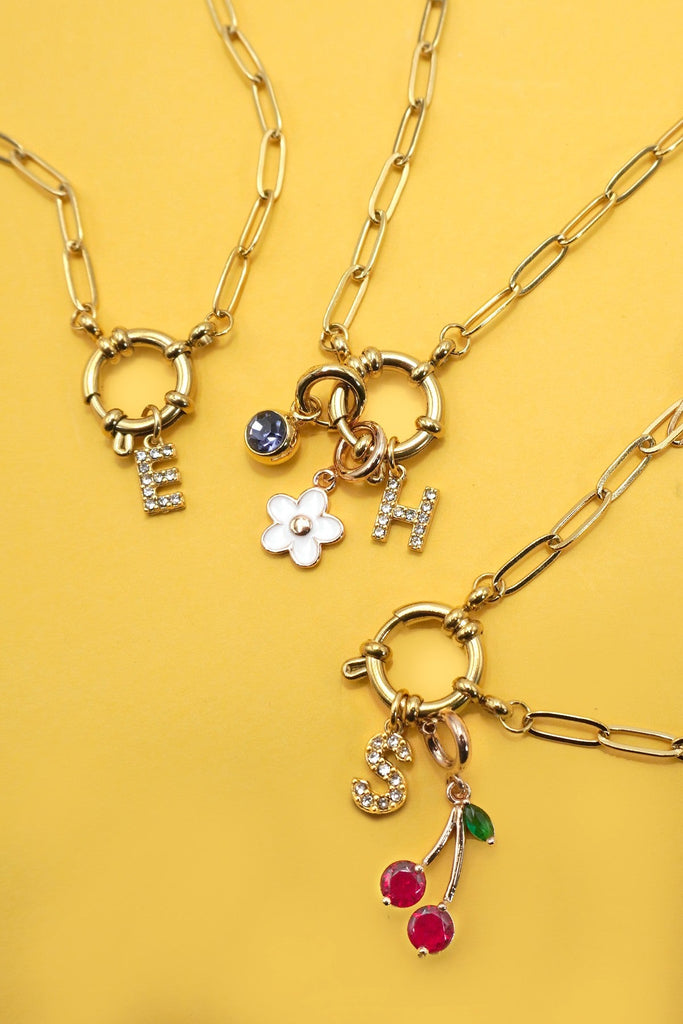 18K STAINLESS STEEL RHINESTONE INITIAL NECKLACE | 40NK9486