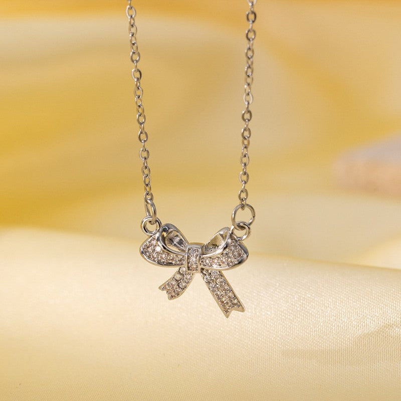 18K STAINLESS STEEL TARNISH FREE BOW NECKLACE | 40NK9490