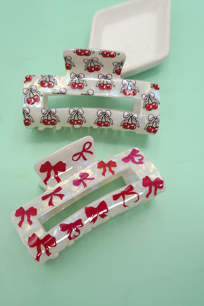 CUTEST BOW CHERRY HAIR CLAW CLIPS | 40H941