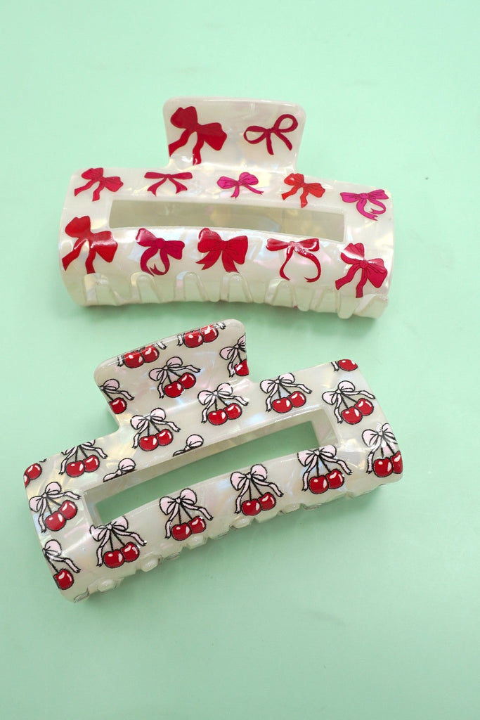 CUTEST BOW CHERRY HAIR CLAW CLIPS | 40H941