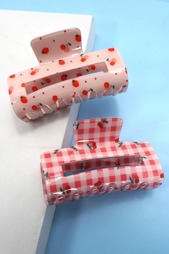 CHECKER CHERRY HAIR CLAW CLIPS | 40H943