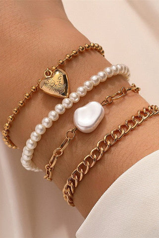 HEART PEARL LINK MULTI SET BRACELETS | 40B5163