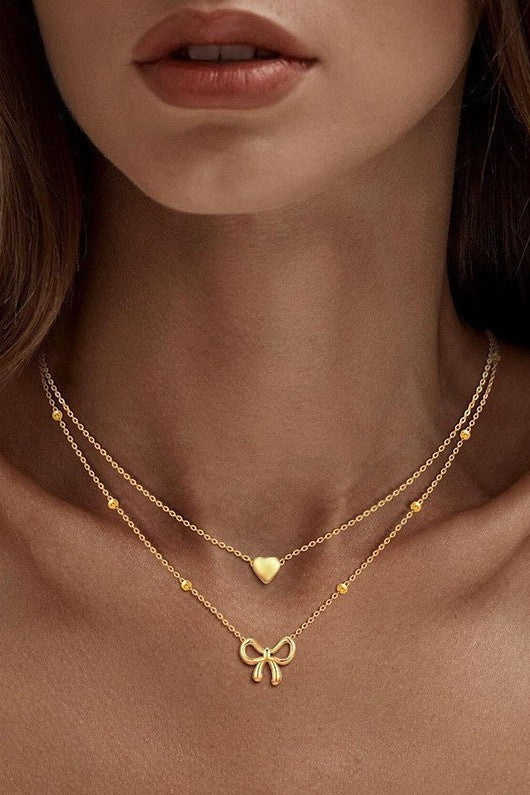 18K STAINLESS STEEL TARNISH FREE BOW NECKLACE | 40NK9500