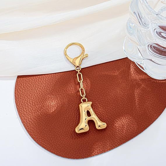 Bubble Letter Monogram Bag Charm Key Chain | 40KC161